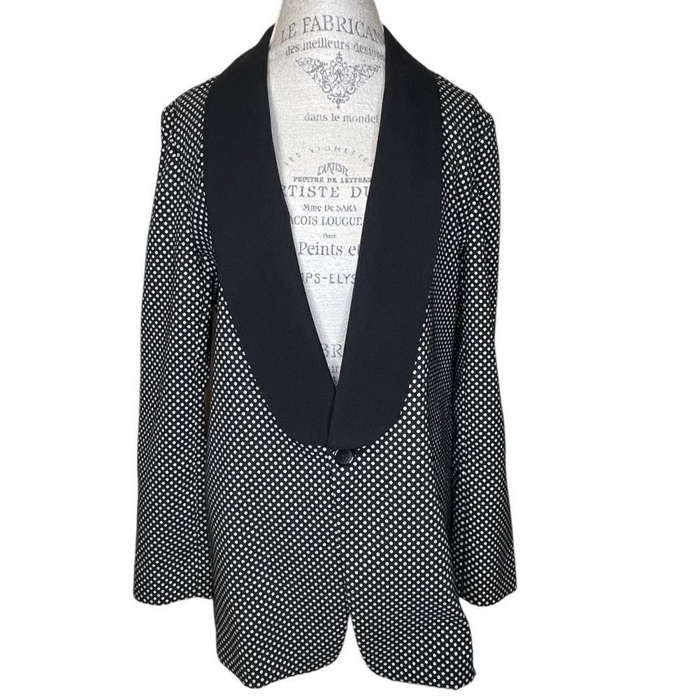 NWT The Limited Lurex Dot Long Line One-Button Blazer Jacket Shawl Collar 14